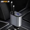 120W 4-in-1 Retractable Fast Car Charger | Dual Type-C & USB Adapter
