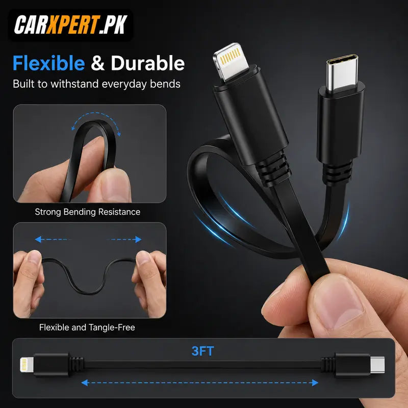 120W 4-in-1 Retractable Fast Car Charger | Dual Type-C & USB Adapter