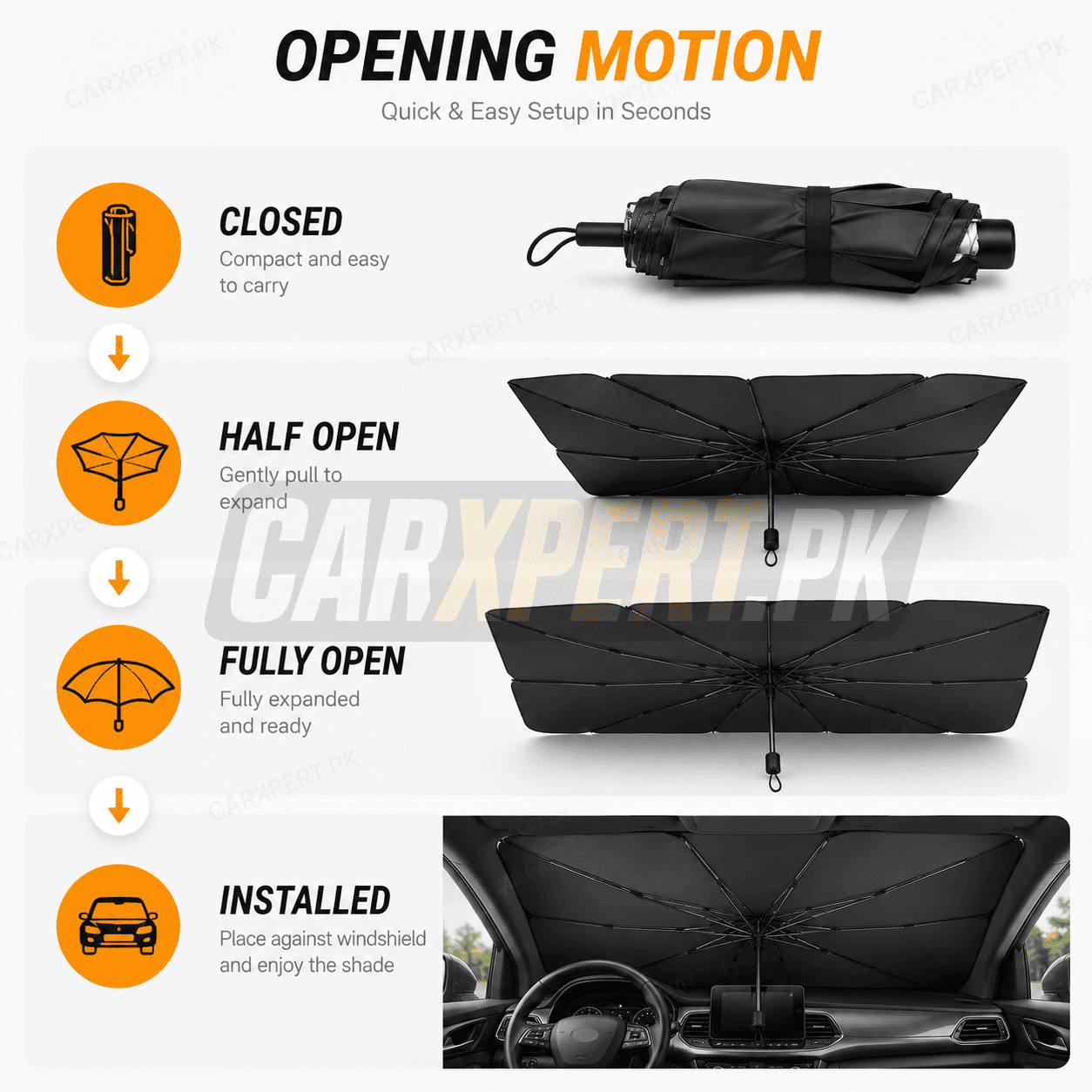Universal Car Umbrella Windshield Sun Shade | Foldable UV & Heat Protection