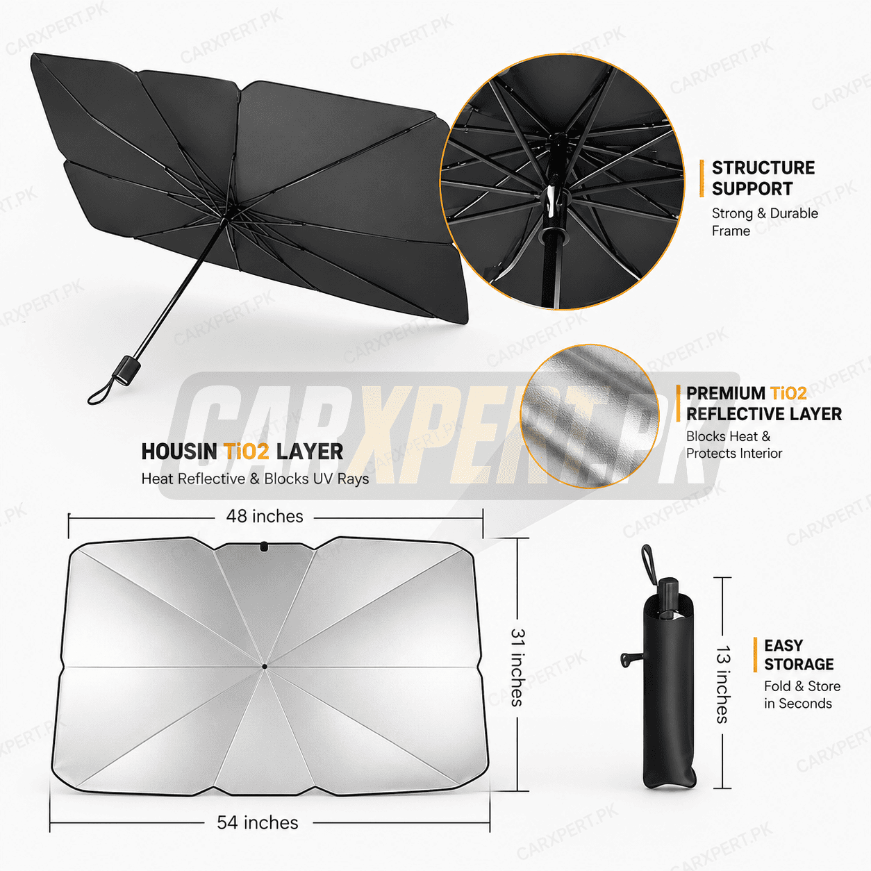 Universal Car Umbrella Windshield Sun Shade | Foldable UV & Heat Protection